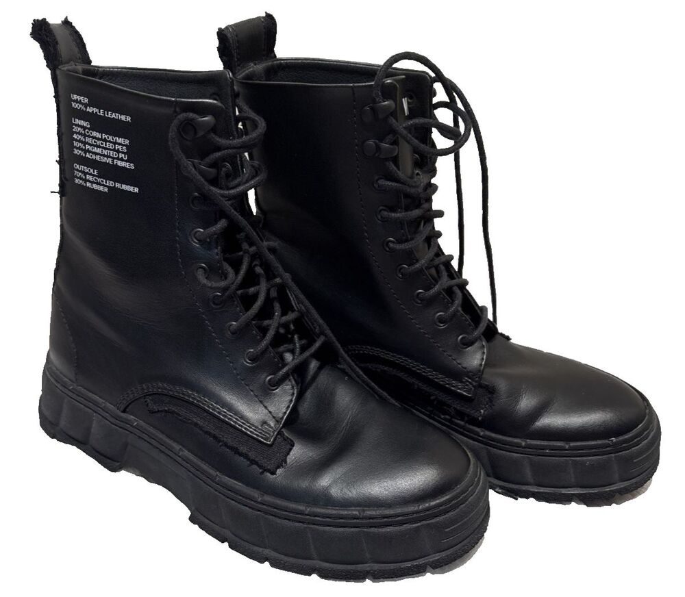 Viron 1992 Apple Leather Plant Based Combat Unisex EU39 US Men 7 Women 8.5 Boots